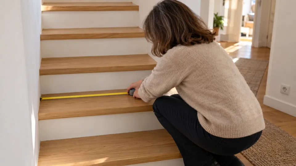 Instalación de salvaescaleras en Las Rozas: medir con un metro el ancho de la escalera de un chalet antes de la visita