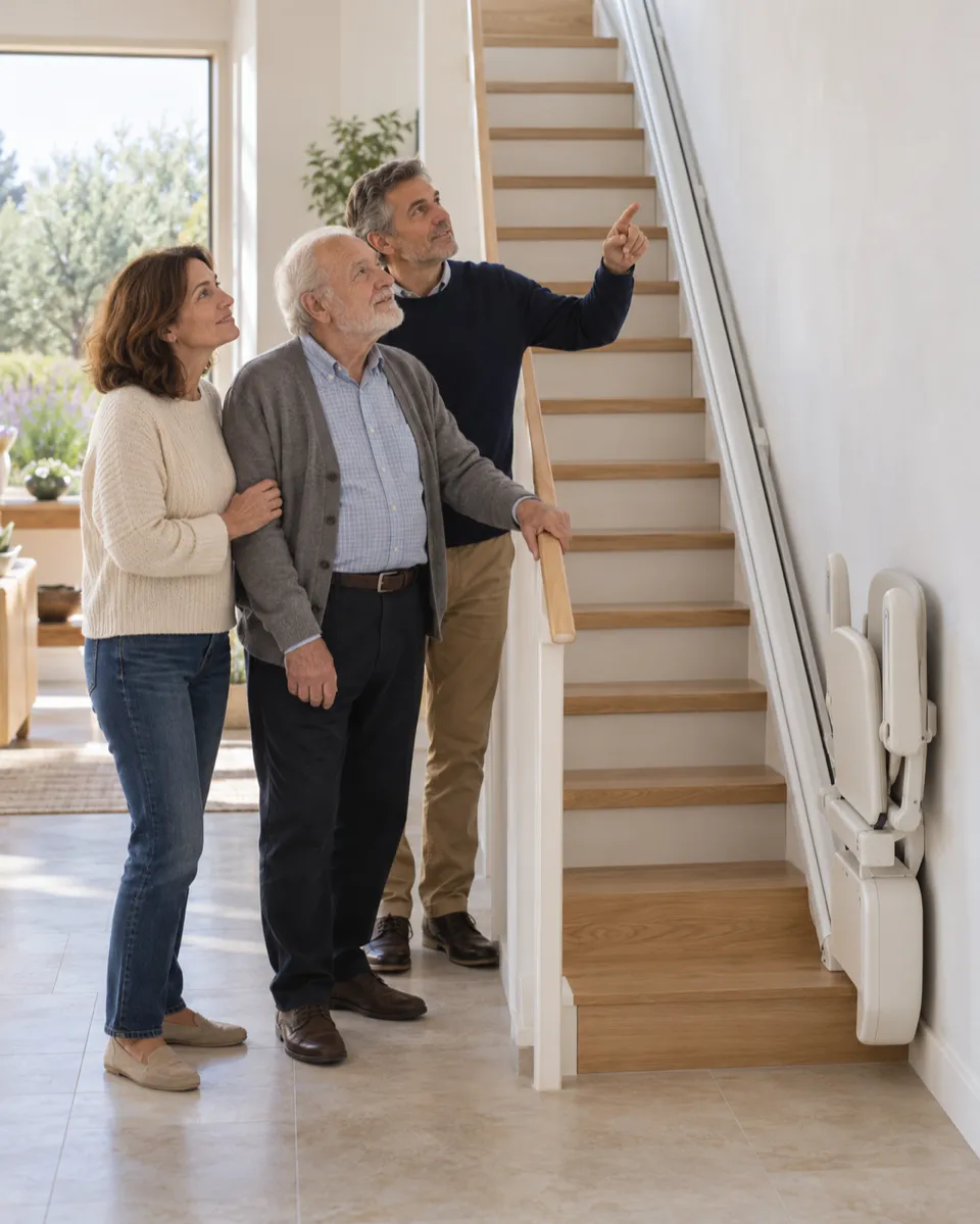Silla salvaescaleras o plataforma en Las Rozas: un padre mayor y sus dos hijos deciden al pie de la escalera del chalet